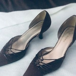 Burgundy Suede Kitten heel